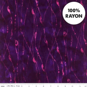 Batiks Expressions String Theory Sew Soft Rayon Eggplant – 100% Rayon Fabric by the Yard