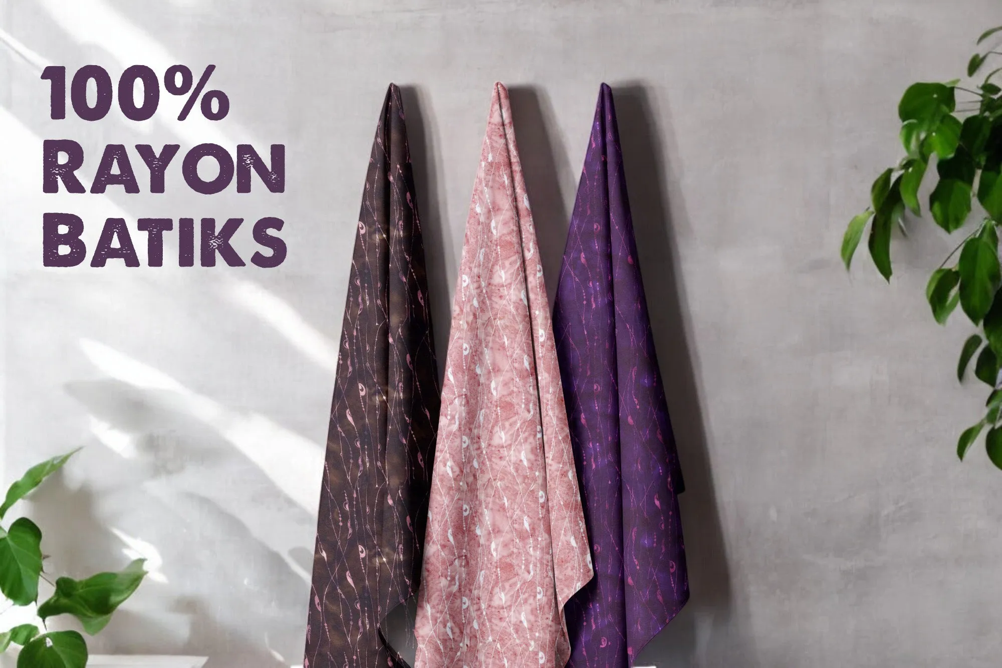 Batiks Expressions String Theory Sew Soft Rayon Eggplant – 100% Rayon Fabric by the Yard