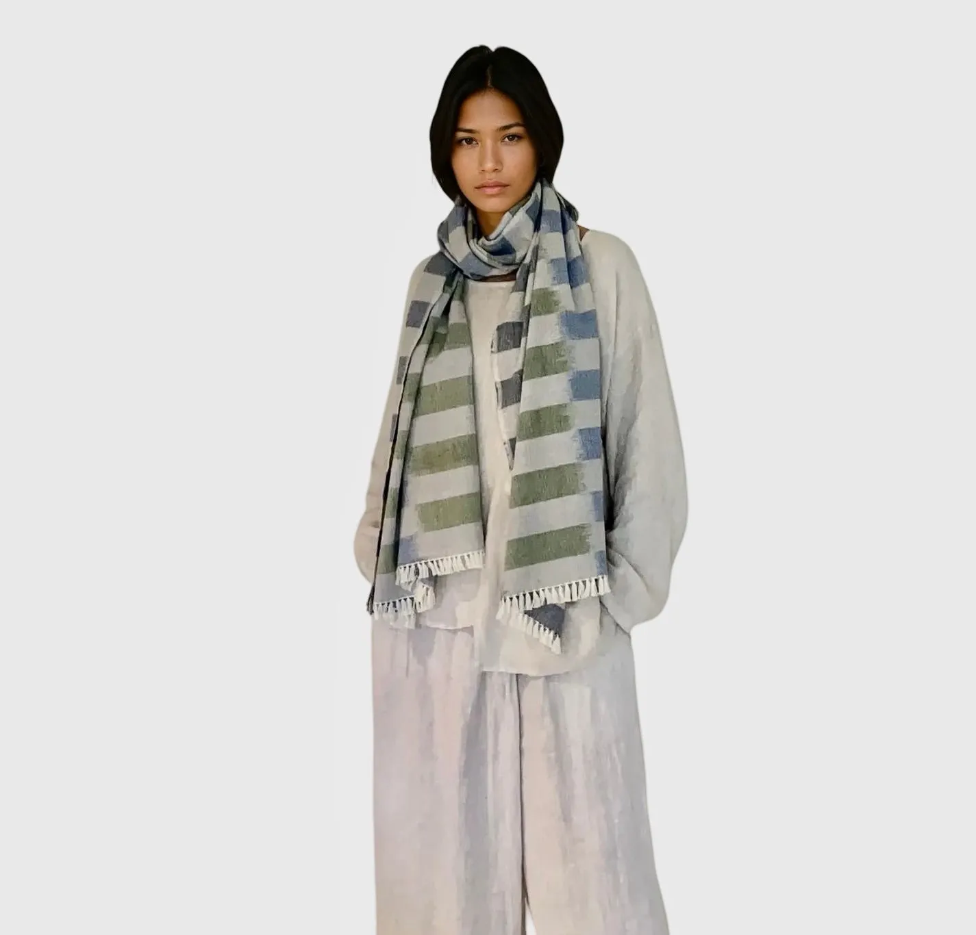 IKAT WRAP  OCEAN BLUE & GREY