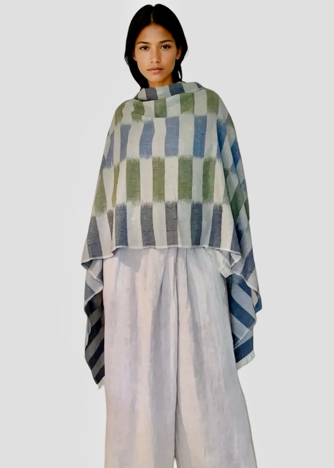 IKAT WRAP  OCEAN BLUE & GREY