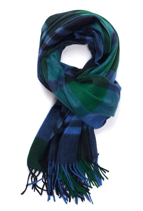 Joshua Ellis Black Watch 100% Cashmere Stole Green,Navy,Saph