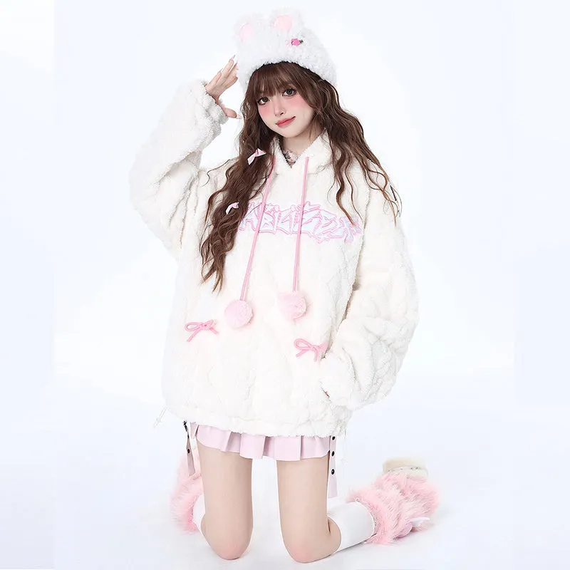 Kawaii Sweet Blue Lamb Wool Hooded Sweatshirt