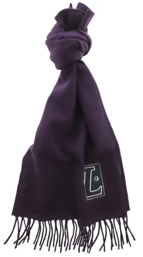 Lanvin Soft Luxurious Pure Wool Purple Fringe Scarf
