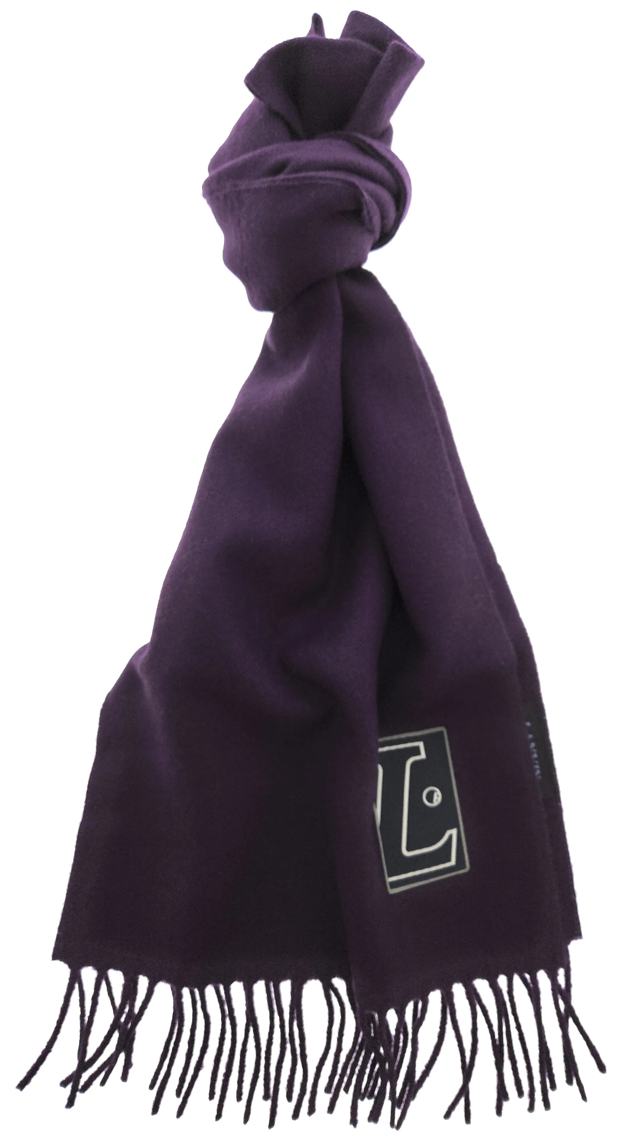 Lanvin Soft Luxurious Pure Wool Purple Fringe Scarf