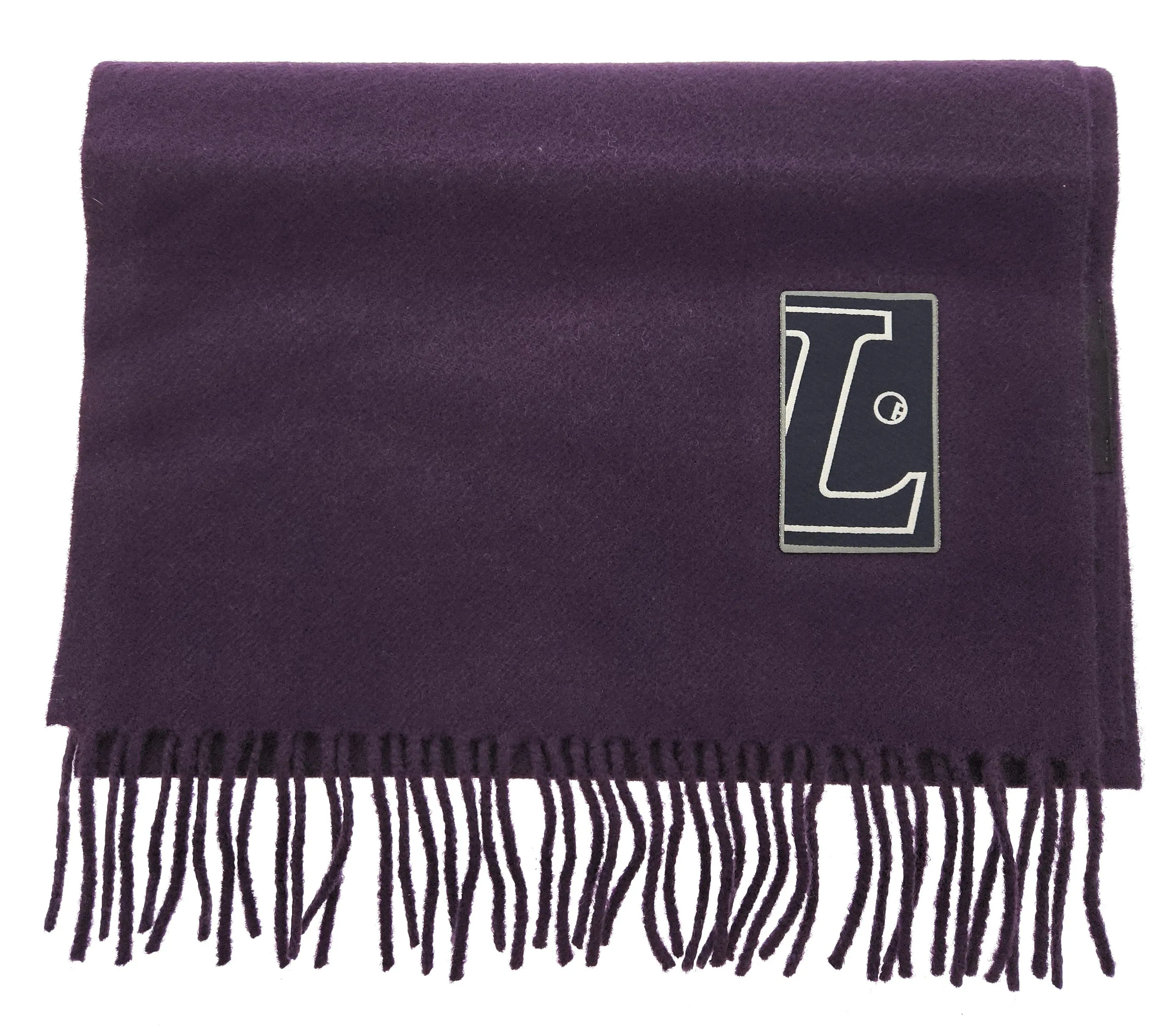 Lanvin Soft Luxurious Pure Wool Purple Fringe Scarf