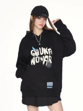 Logo Hooded Overloose Dark Hoodie