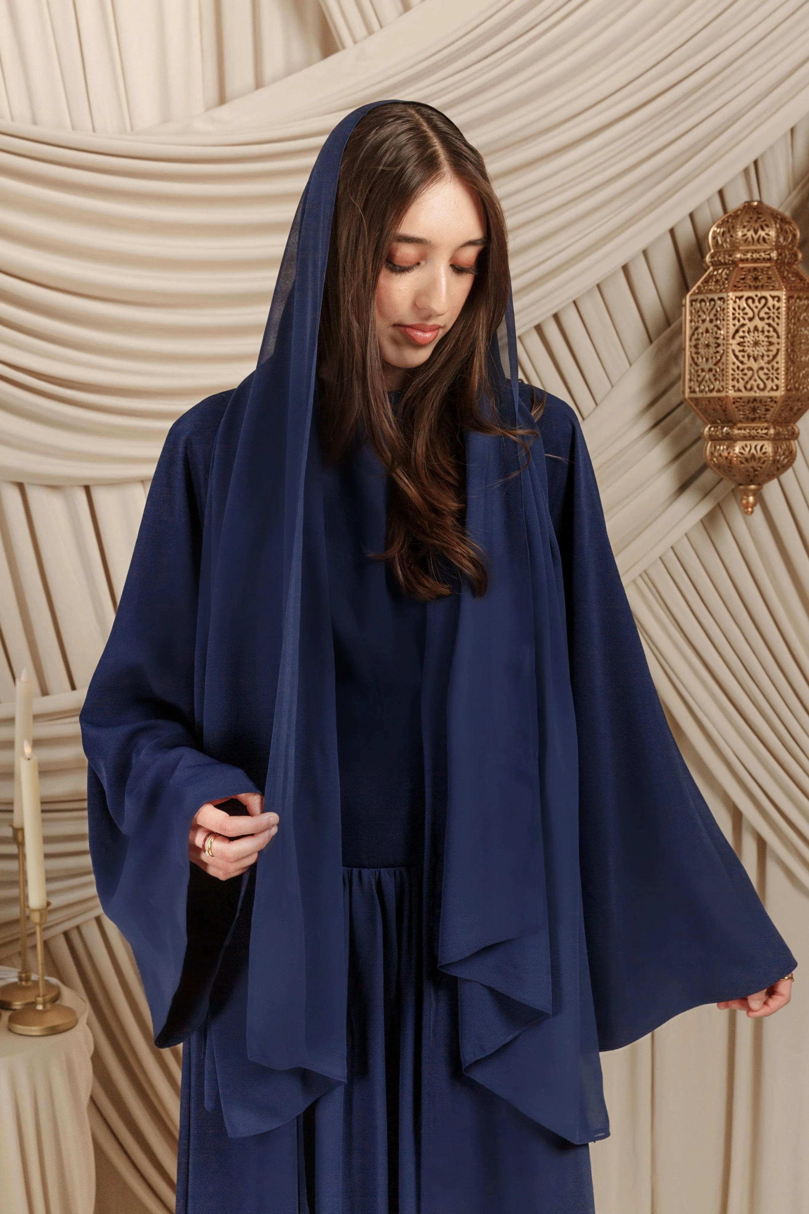 Midnight Navy Matte Chiffon Scarf