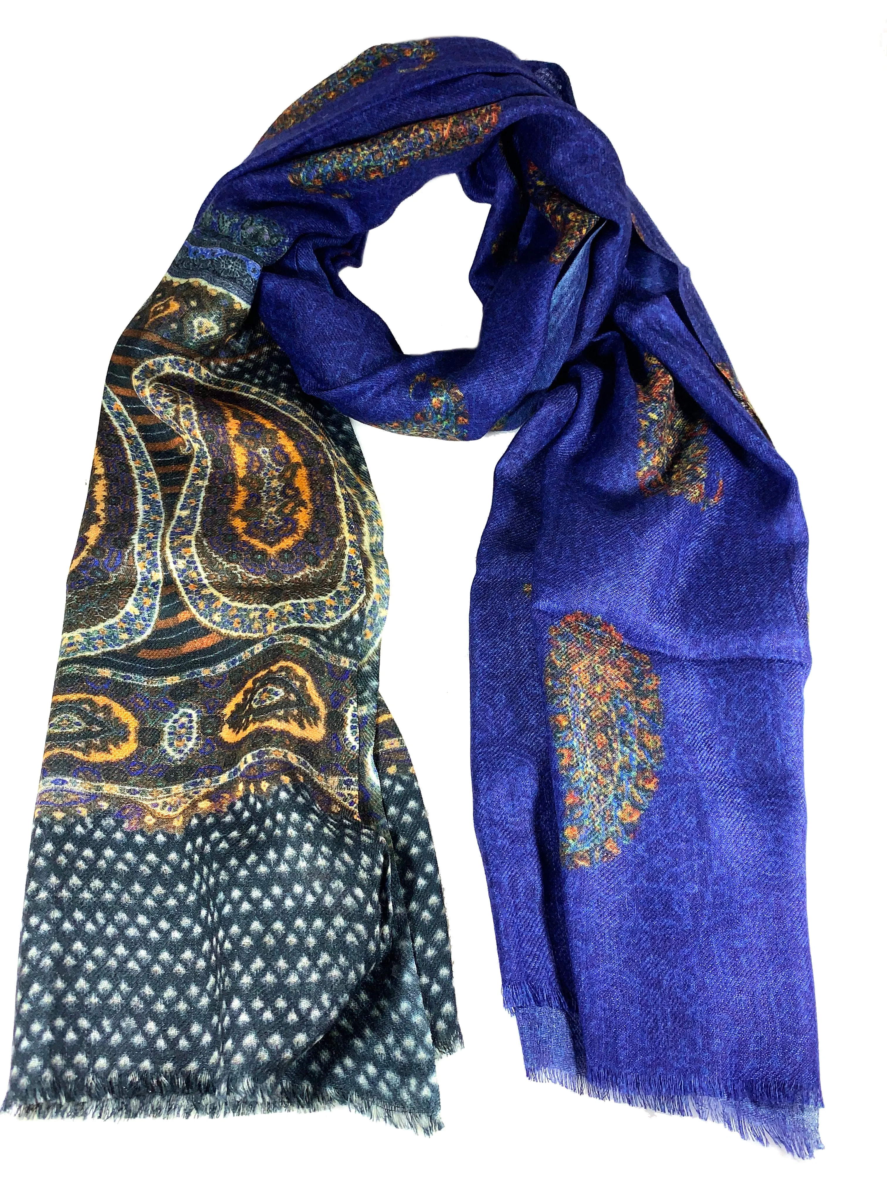 Multi Prints Wool Silk Scarf/ Shawl