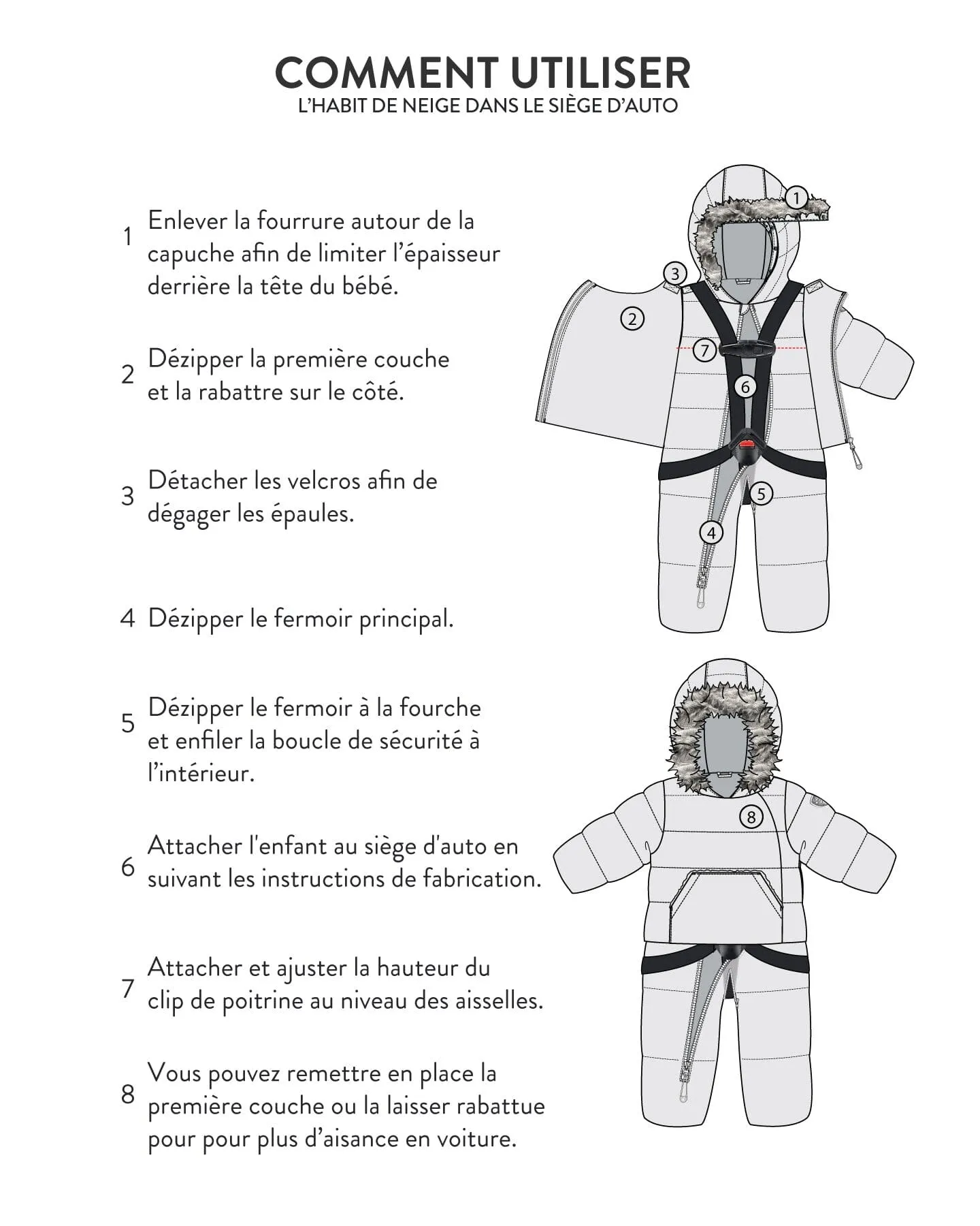 One Piece Baby Hooded Snowsuit Silver Pine Designed For Car Seat