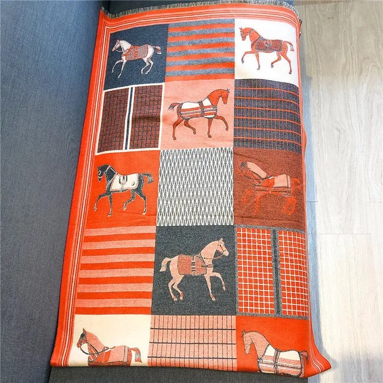 Orange Classic Equestrian Scarf/Shawl