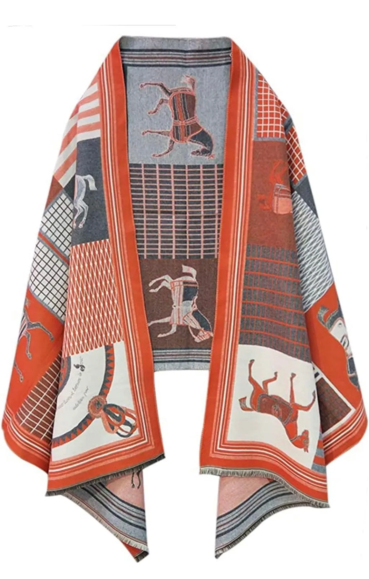 Orange Classic Equestrian Scarf/Shawl