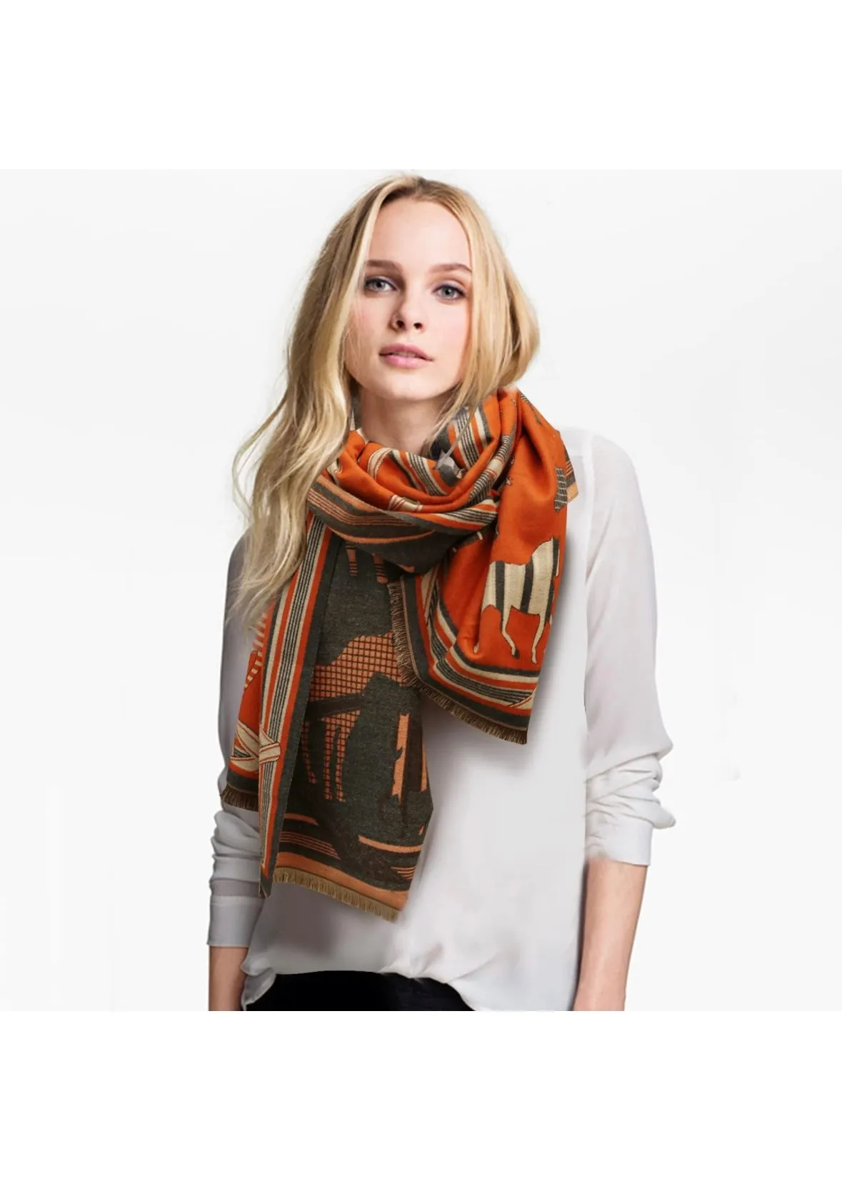 Orange Classic Equestrian Scarf/Shawl