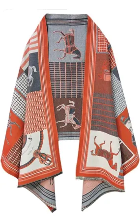 Orange Classic Equestrian Scarf/Shawl