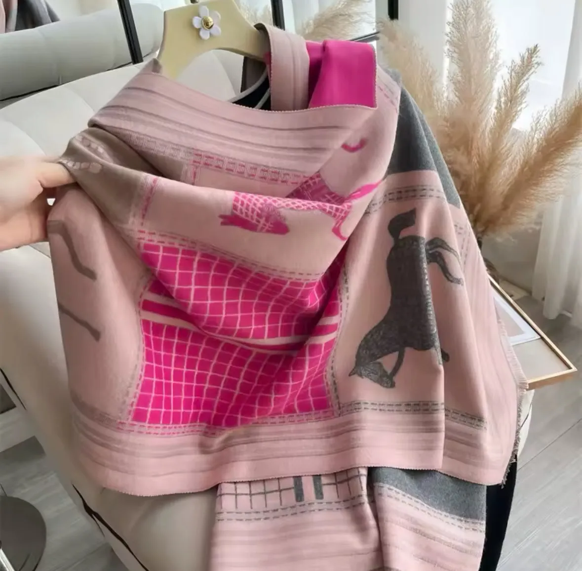 Pink Classic Equestrian Scarf/Shawl