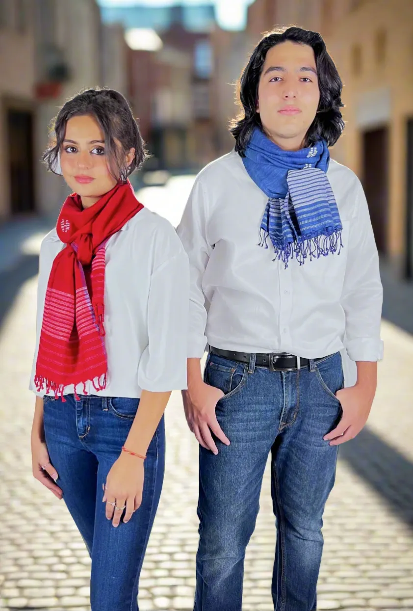 Scarlet Peace Silk & Cotton Scarf (Vegan)
