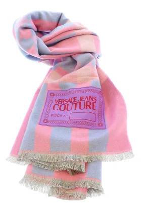 Versace Jeans Couture Pink Checkered Pattern Scarf