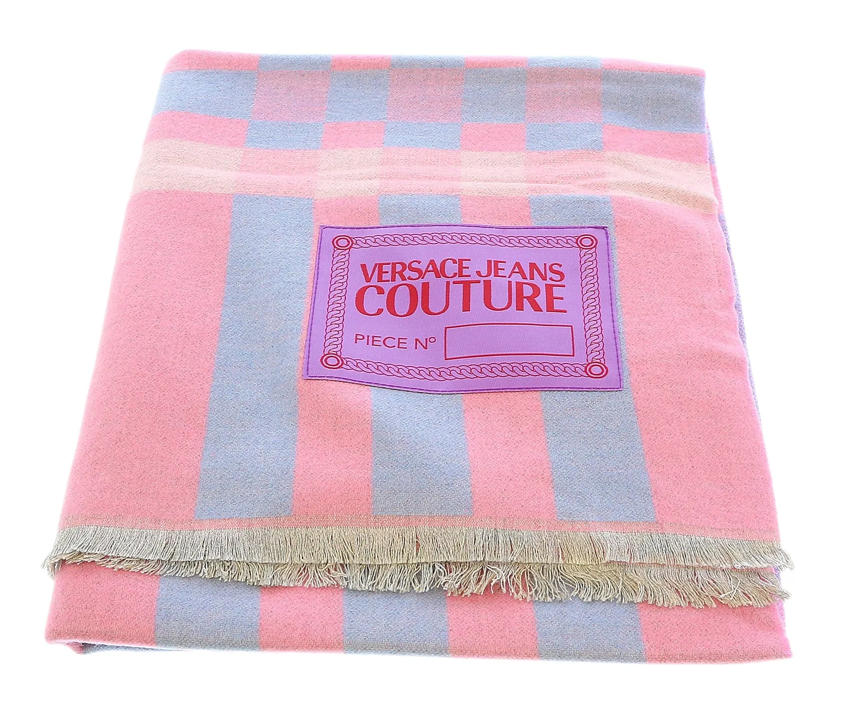 Versace Jeans Couture Pink Checkered Pattern Scarf