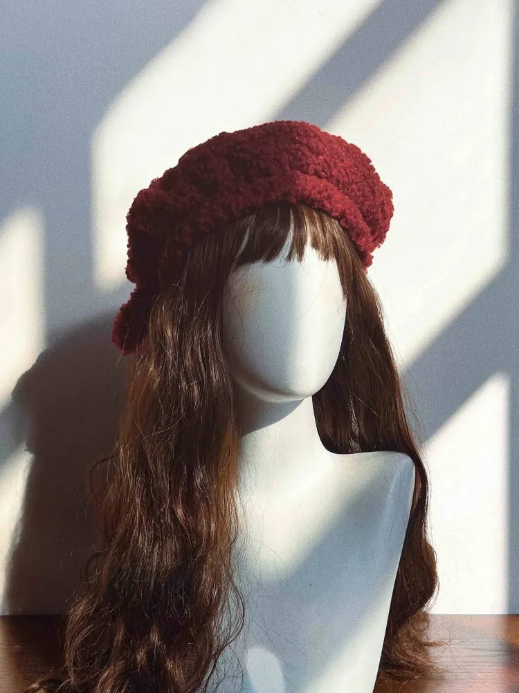 White / Black / Red / Brown Fleece Animal Ears Winter Beret