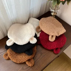 White / Black / Red / Brown Fleece Animal Ears Winter Beret