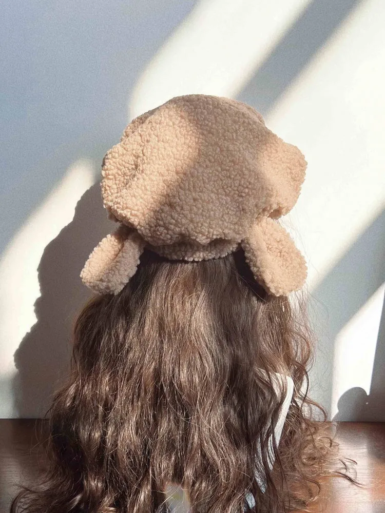 White / Black / Red / Brown Fleece Animal Ears Winter Beret