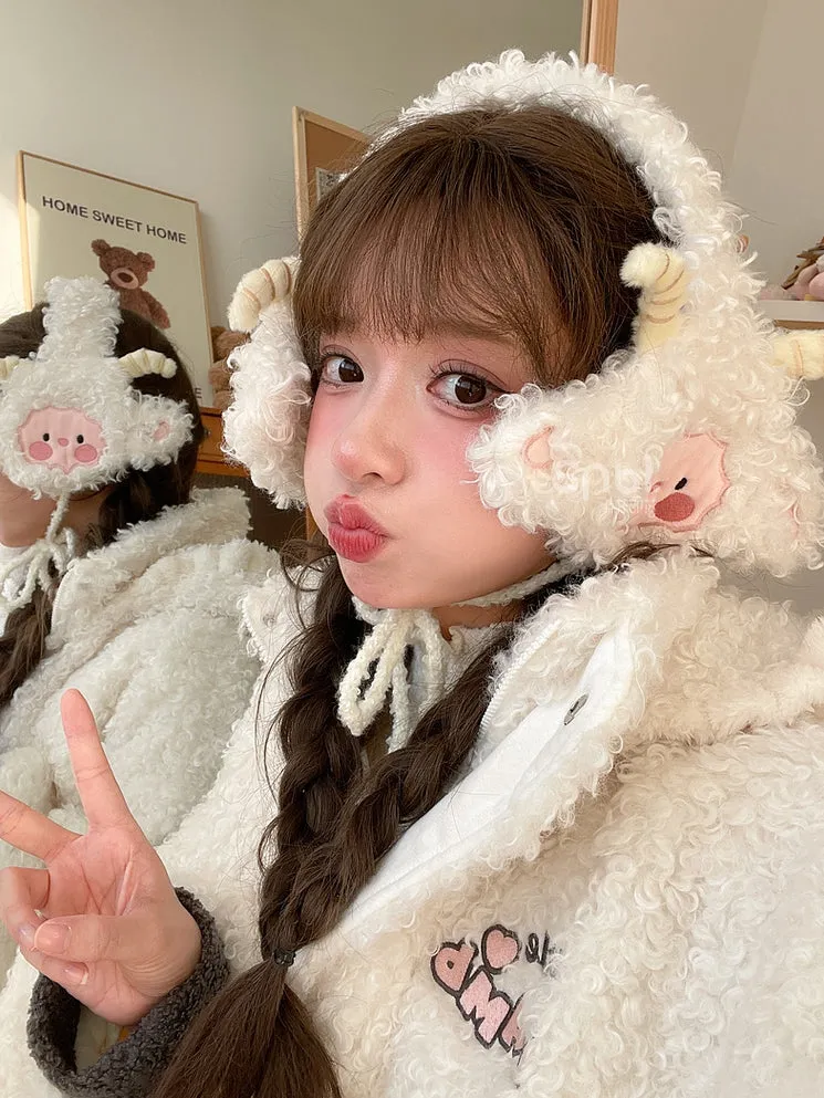 White Cute Lamb Fleece Earmuffs