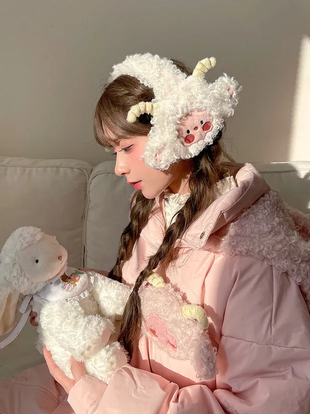 White Cute Lamb Fleece Earmuffs
